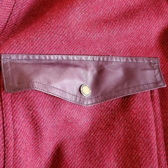 Overland Lane Men's Leather-Trimmed Wool Field Jacket Red/Brown Size Large EUC - Picture 5 of 9